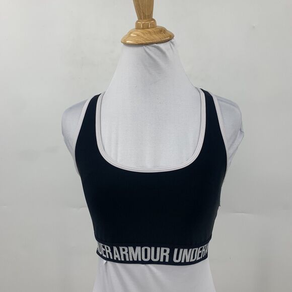 Under Armour Compression Sports Bra Womens M Medium Black Crossback Scoop Neck - Picture 3 of 12